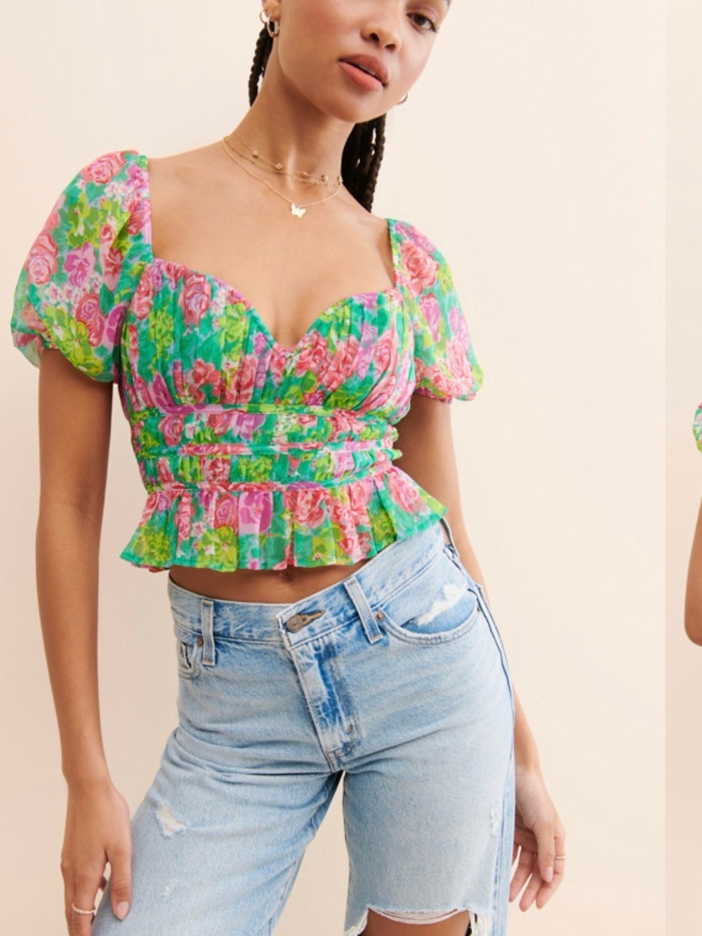 ASTR The Label Leigh Floral Top | Size XS